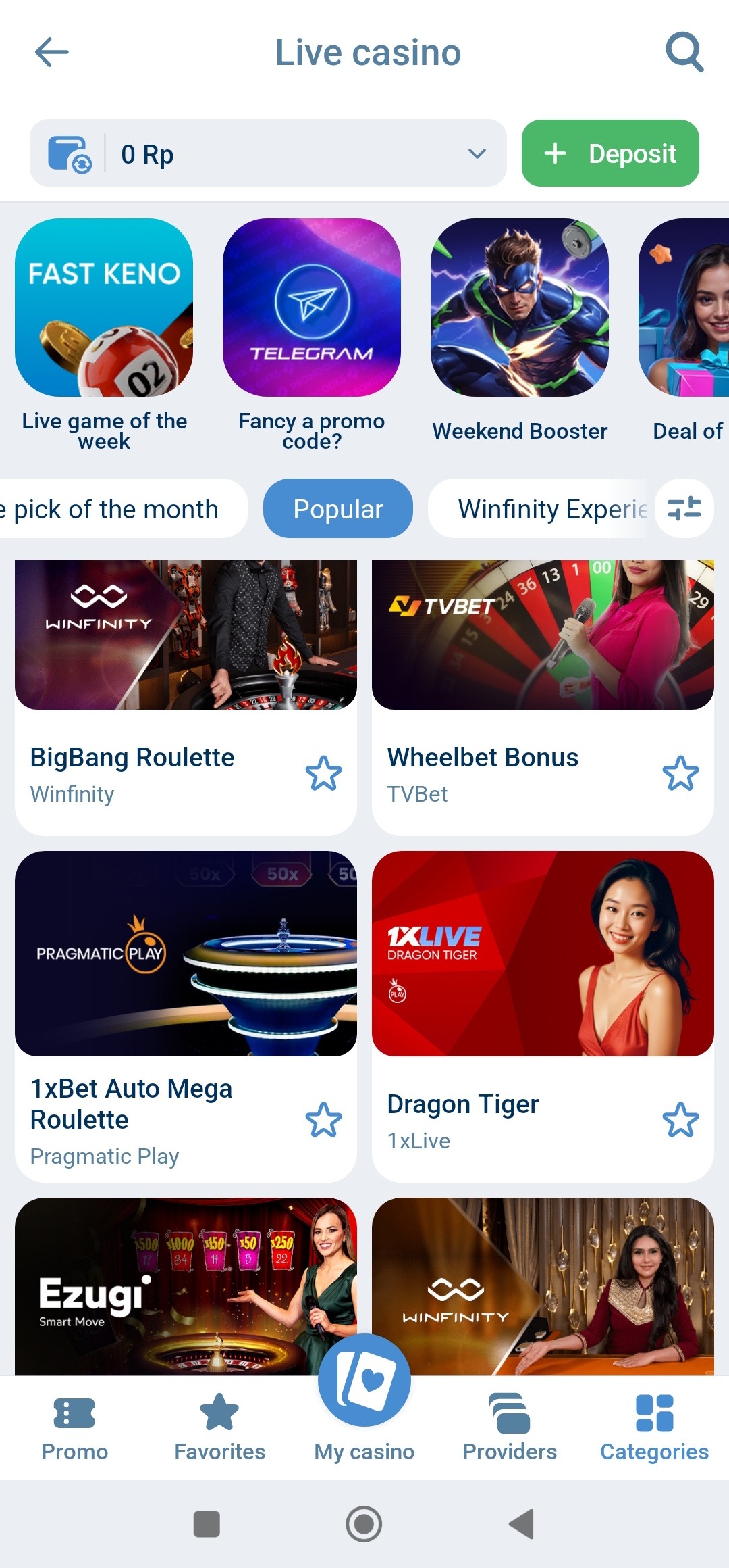 1xBet live casino